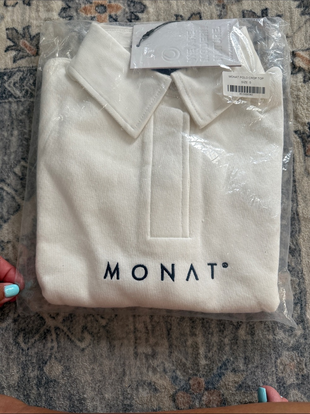 MONAT White Polo Crop Top